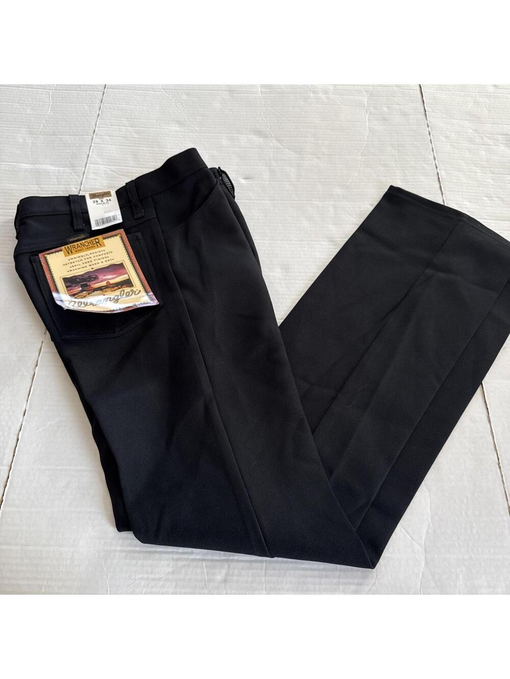 Vtg Wrangler Wrancher Dress Jeans Mens 29x34 Black  Bootcut Cowboy Deadstock
